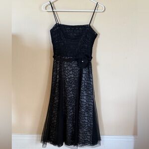 Laundry Shelli Segal Black Floral Lace Mesh Overlay Dress Women’s 2 Whimsigoth